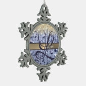 Duizelend Glittery Blue Beads Monogram Tin Sneeuwvlok Ornament (Links)