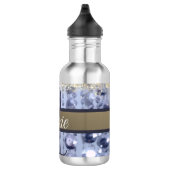 Duizelend Glittery Blue Beads Monogram Waterfles (Rechts)
