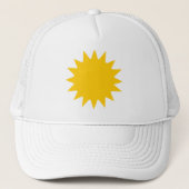 Duizelend, heldere, gele zonnige zon opzij trucker pet (Voorkant)