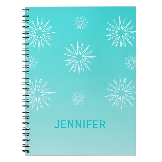Duizelend Notitieboek met kerststerren, Aqua (Voorkant)