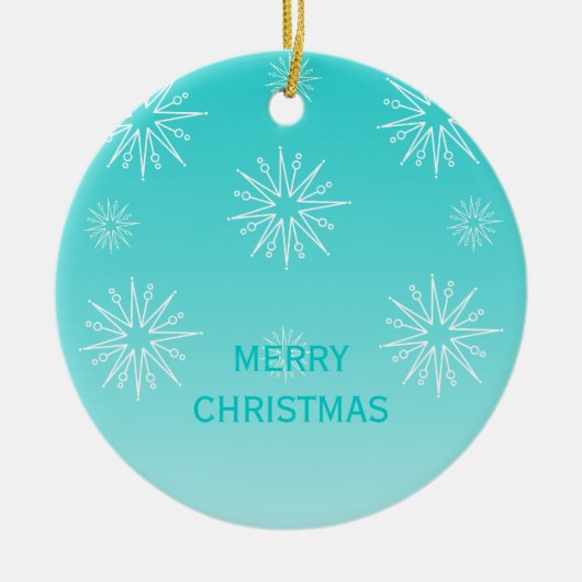 Duizelend Ornament met kerststerren, Aqua (Voorkant)