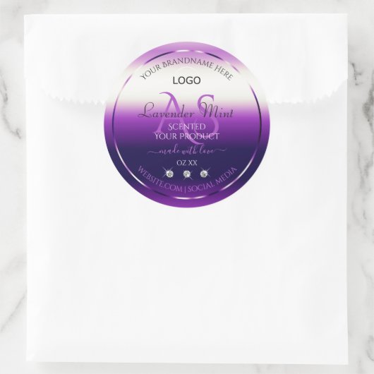 Duizelend Paars etiket op juwelen monogram Logo (Tas)