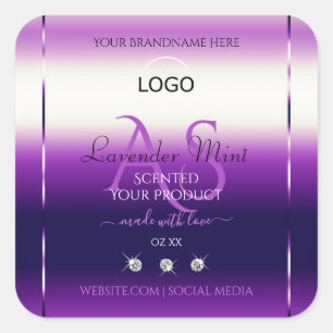 Duizelend Paars etiket op juwelen monogram Logo