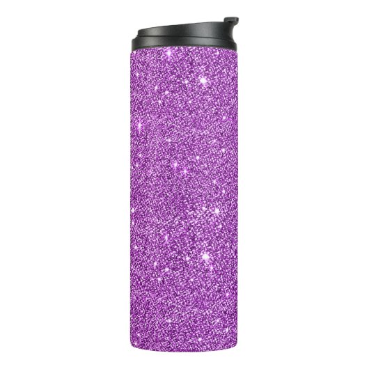 Duizelend Paars glitter thermisch getumbler Thermosbeker (Gedraaid links)