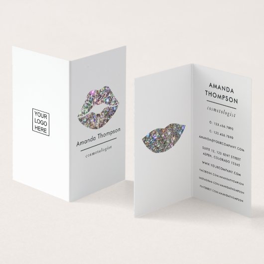 Duizelende faux Glitter Lips Makeup Artiest Busine Visitekaartje (Binnen en buitenkant)