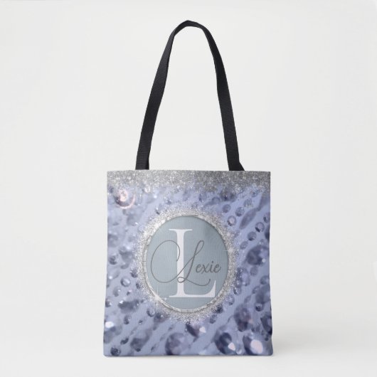 Duizelende Glittery Blue Beads Monogram Canvas tas (Voorkant)