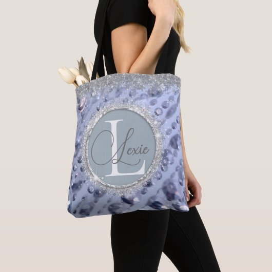 Duizelende Glittery Blue Beads Monogram Canvas tas (Dichtbij)
