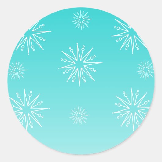 Duizelende kerststerren Stickers, Turquoise Ronde Sticker (Voorkant)