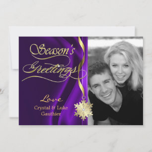 Duizelende Paarse Sparkle Snowflake Holiday Card Feestdagenkaart