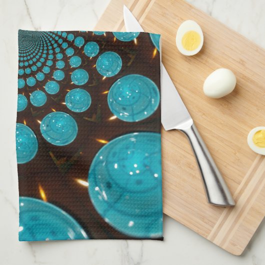 Duizelende weergave van cyaan licht caleidoscoop theedoek (Quarter Fold)