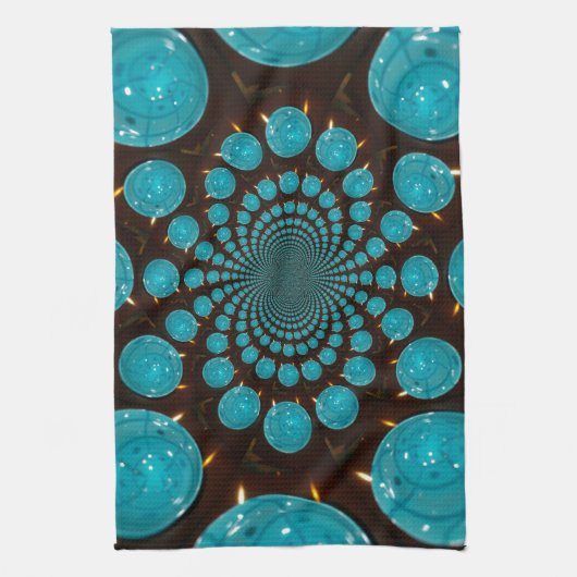 Duizelende weergave van cyaan licht caleidoscoop theedoek (Verticaal)