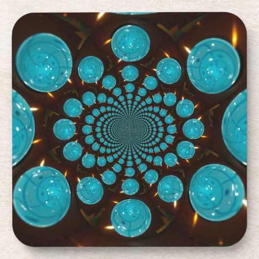 Duizelende weergave van cyaan lichten Kaleidoscoop Bier Onderzetter (Voorkant)