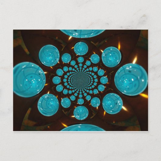 Duizelende weergave van cyaan lichten Kaleidoscoop Briefkaart (Voorkant)