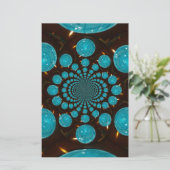 Duizelende weergave van cyaan lichten Kaleidoscoop Briefpapier (Staand voorkant)