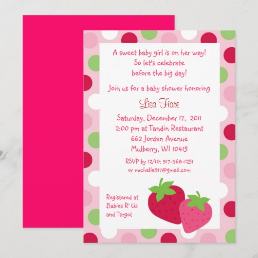 Duizelige aardbeien Babydouches Kaart (Voorkant / Achterkant)