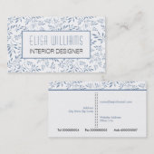 Duizelige blauwe bladeren floreel patroon en lijst visitekaartje (Voorkant / Achterkant)