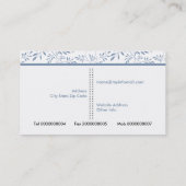 Duizelige blauwe bladeren floreel patroon en lijst visitekaartje (Achterkant)