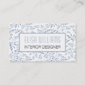 Duizelige blauwe bladeren floreel patroon en lijst visitekaartje (Voorkant)