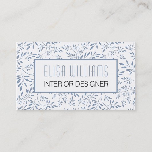 Duizelige blauwe bladeren floreel patroon en lijst visitekaartje (Voorkant)