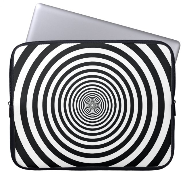 duizelige illusie zwart-wit art vo22 laptop sleeve (Voorkant)