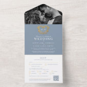 Duizelige monogram QR van het witte gouden goudbru All In One Uitnodiging (Binnen)