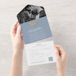 Duizelige monogram QR van het witte gouden goudbru All In One Uitnodiging