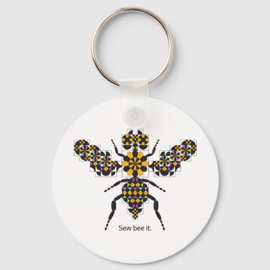 Duizeling van het Quilt Pattern voor honingbijen Sleutelhanger (Voorkant)