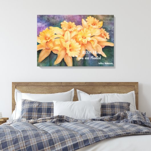 Duizelingwekkende Daffodils in Waterkleuren Canvas Afdruk (Insitu (Slaapkamer))