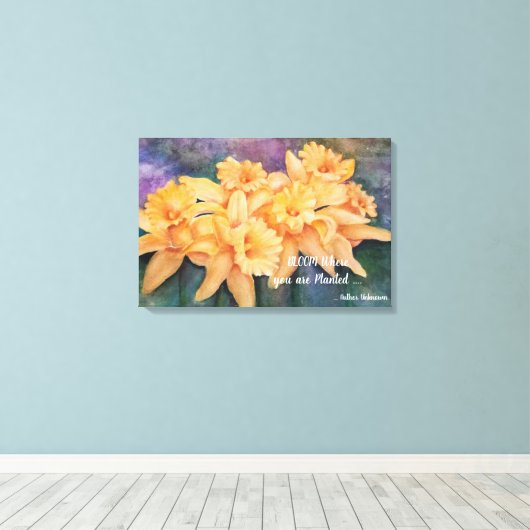 Duizelingwekkende Daffodils in Waterkleuren Canvas Afdruk (Insitu (Houten vloer))