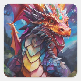 Duizelingwekkende draak vierkante sticker