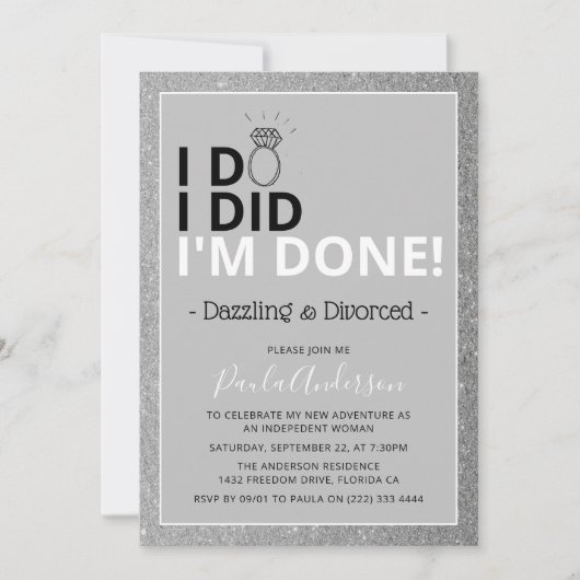 Duizelingwekkende & Gescheiden Feestuitnodiging Kaart (Voorkant)