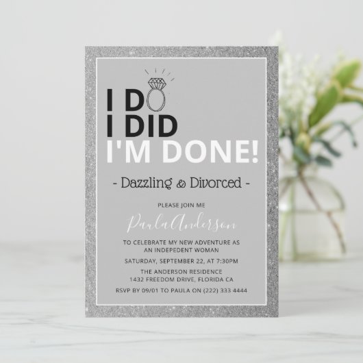 Duizelingwekkende & Gescheiden Feestuitnodiging Kaart (Staand voorkant)