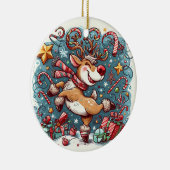 Duizelingwekkende rendierdans Kerstornament Keramisch Ornament (Rechts)