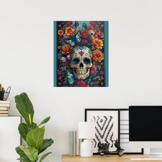 Duizelingwekkende Sugar Skull Art: Dag van de Dode Poster (Thuiskantoor)