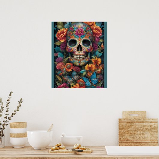 Duizelingwekkende Sugar Skull Art: Dag van de Dode Poster (Keuken)