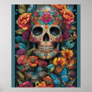 Duizelingwekkende Sugar Skull Art: Dag van de Dode Poster