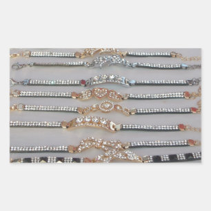 Duizelingwekkende versierde diamanten ketting kuns rechthoekige sticker