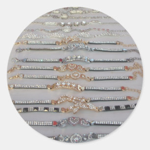 Duizelingwekkende versierde diamanten ketting kuns ronde sticker