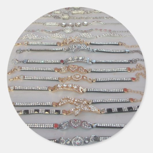 Duizelingwekkende versierde diamanten ketting kuns ronde sticker (Voorkant)