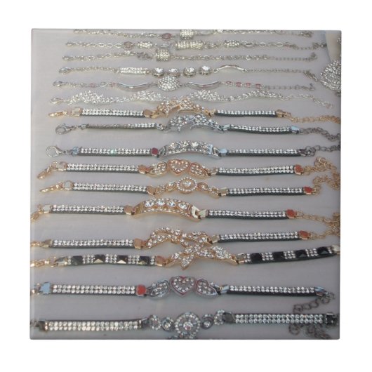 Duizelingwekkende versierde diamanten ketting kuns tegeltje (Voorkant)