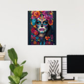 Duizelingwekkende vrouw: Sugar Skull Make-up Art Poster (Thuiskantoor)