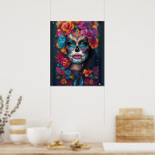 Duizelingwekkende vrouw: Sugar Skull Make-up Art Poster (Keuken)