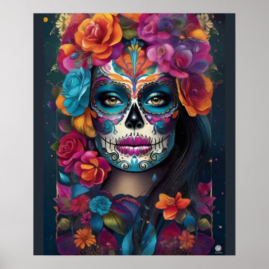 Duizelingwekkende vrouw: Sugar Skull Make-up Art Poster (Voorkant)