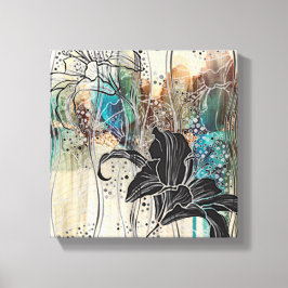 "Duizelingwekkende zwarte bloei" 10" x10" Canvas Afdruk