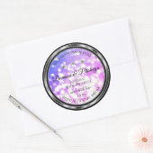 Duizelroze blauwe glitter-productetiketten diamant ronde sticker (Envelop)