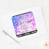Duizelroze blauwe glitter-productetiketten diamant vierkante sticker (Envelop)