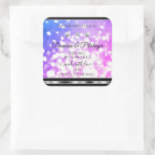 Duizelroze blauwe glitter-productetiketten diamant vierkante sticker (Tas)