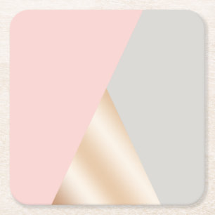 Duizelroze, grijze en gouden geometrische driehoek kartonnen onderzetters