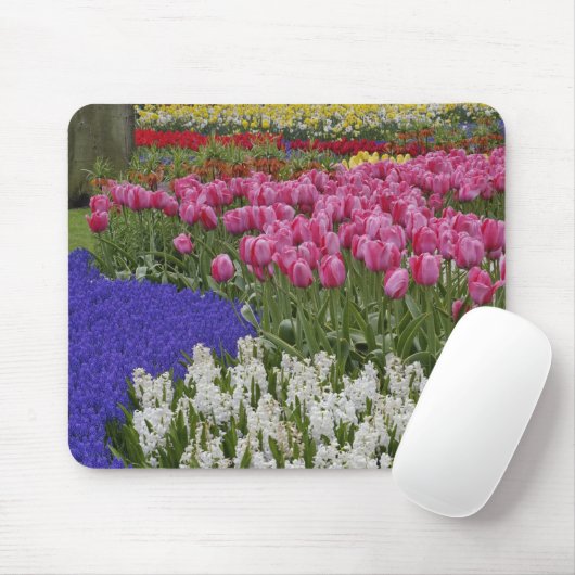 Duizeltuin van druivesuiker, hyacinth en tulpen, muismat (Met muis)