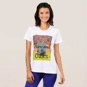 Duizend eiken met abstracte kunst en eucalyptus &b t-shirt (Voorkant volledig)